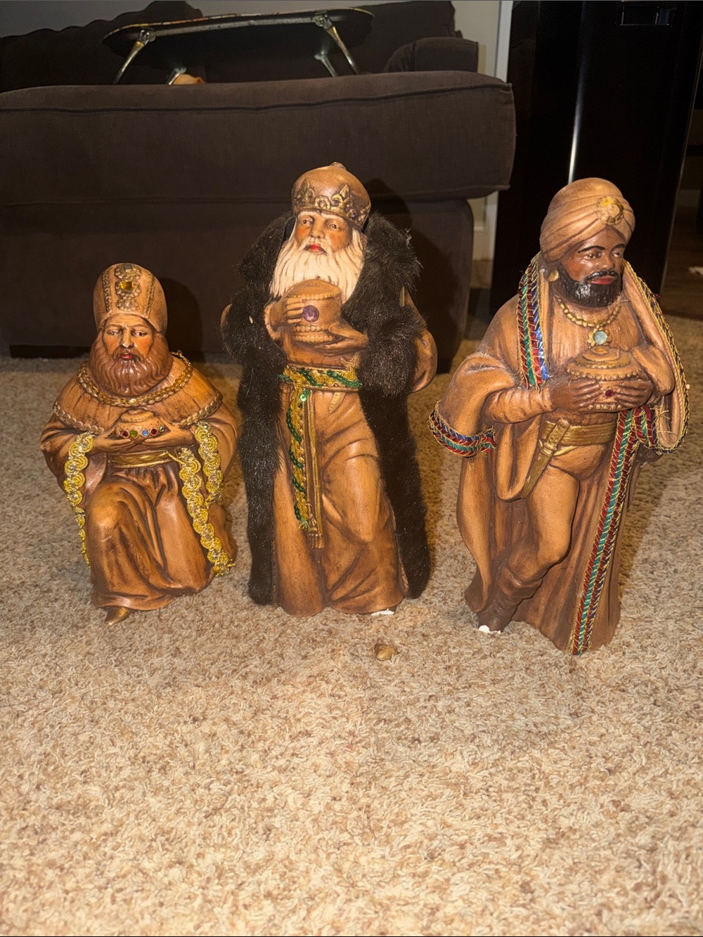 Three Wise Men Nativity Figurine Set - Brown